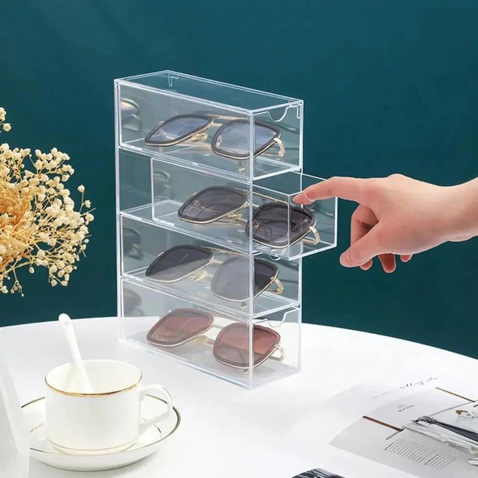 4-Layer Acrylic Sunglasses & Cosmetics Organizer Storage Box