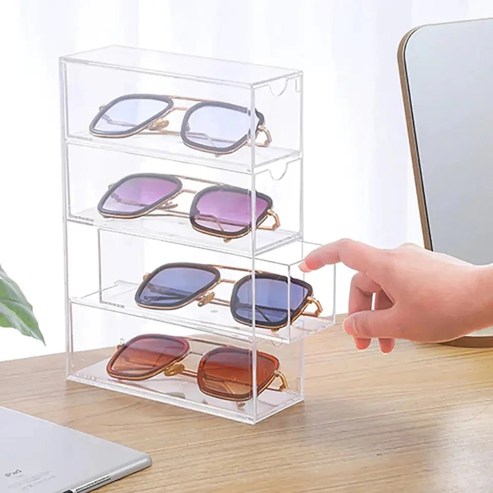 4-Layer Acrylic Sunglasses & Cosmetics Organizer Storage Box - Image 6