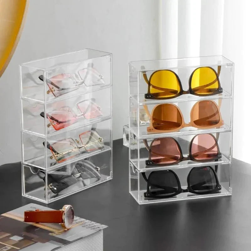 4-Layer Acrylic Sunglasses & Cosmetics Organizer Storage Box - Image 4