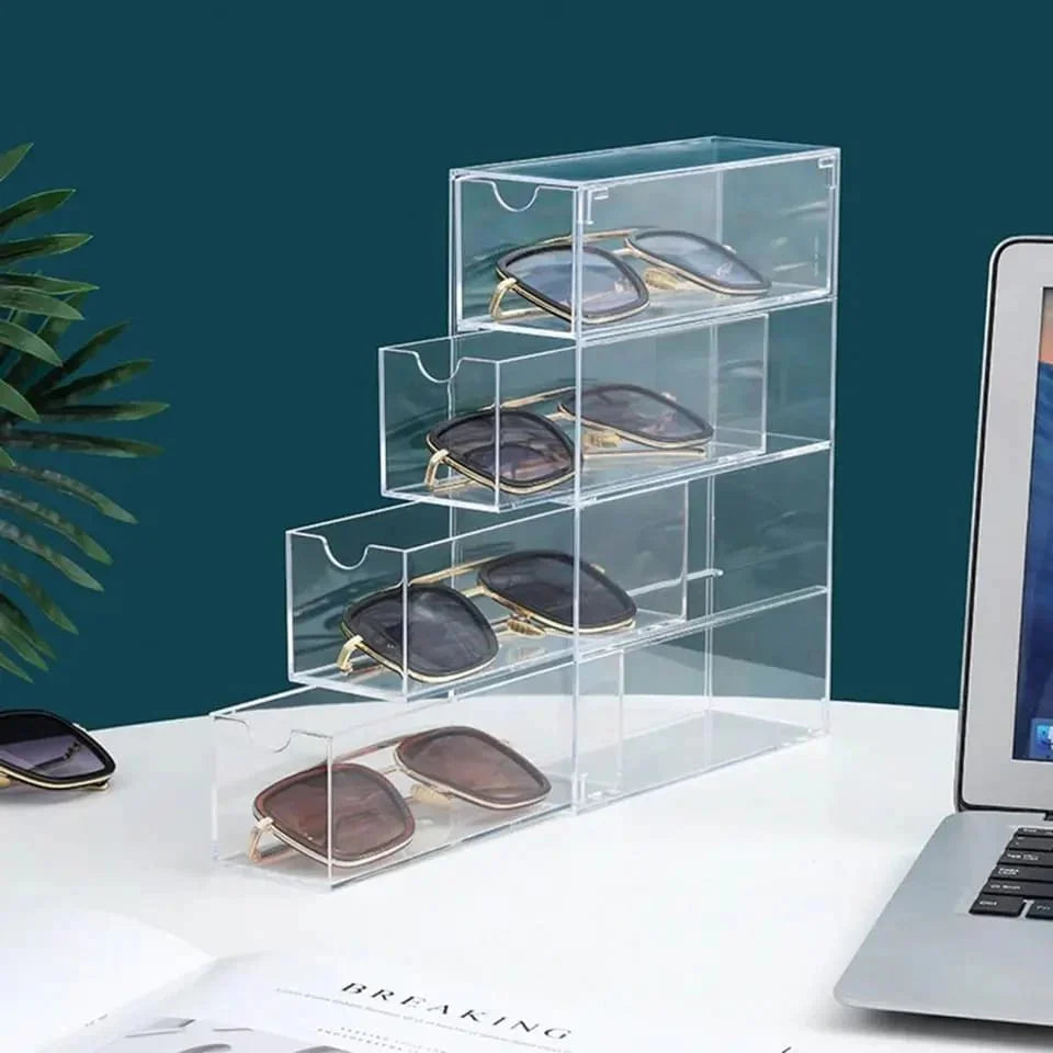 4-Layer Acrylic Sunglasses & Cosmetics Organizer Storage Box - Image 2