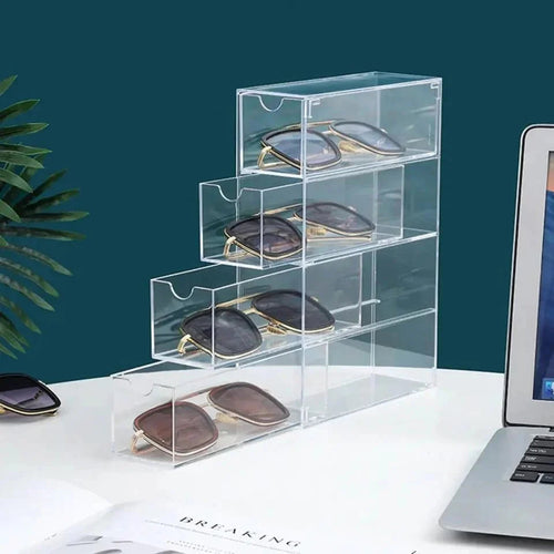 4-Layer Acrylic Sunglasses & Cosmetics Organizer Storage Box - Image 2