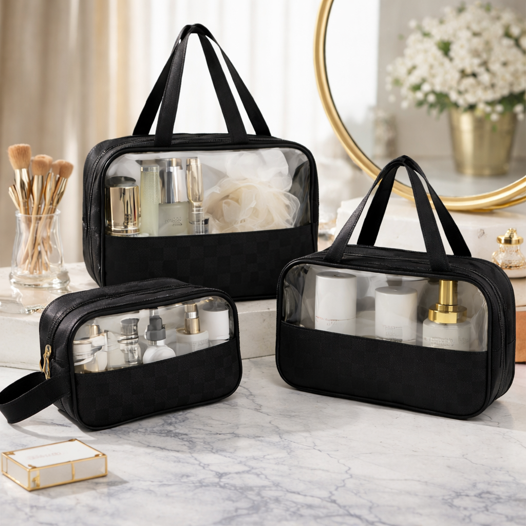 3-Piece High-Visibility Travel & Essentials Pouch Set
