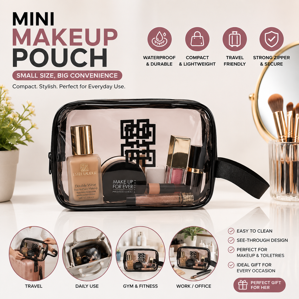 Transparent Waterproof Makeup Bag – Travel Cosmetic Organizer Pouch