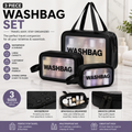 Transparent Waterproof PVC Travel Cosmetic Washbag Set – 3-Pack