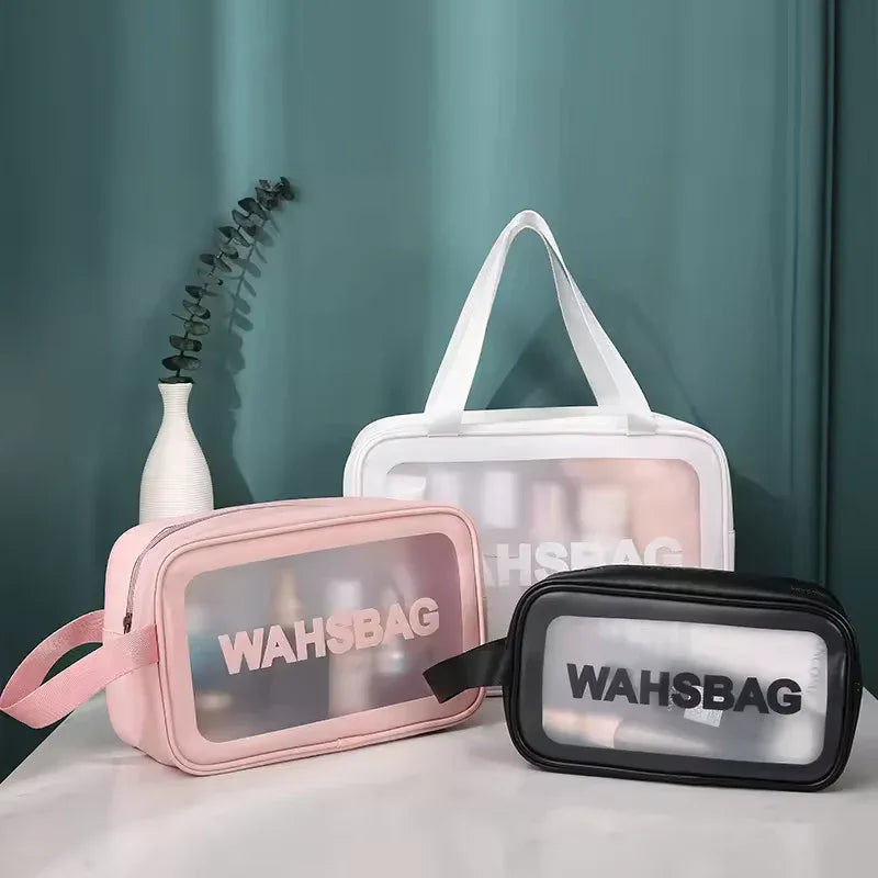 3-Piece Clear Travel Toiletry Bag Set