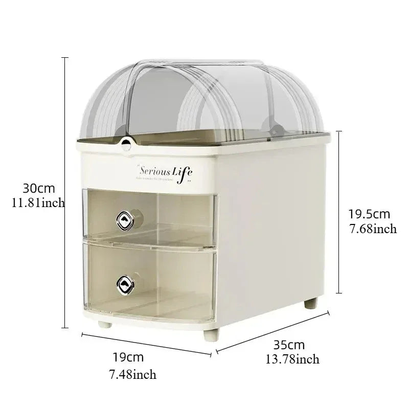 Large Capacity Cosmetics Storage Box with Dust Cover - Image 6