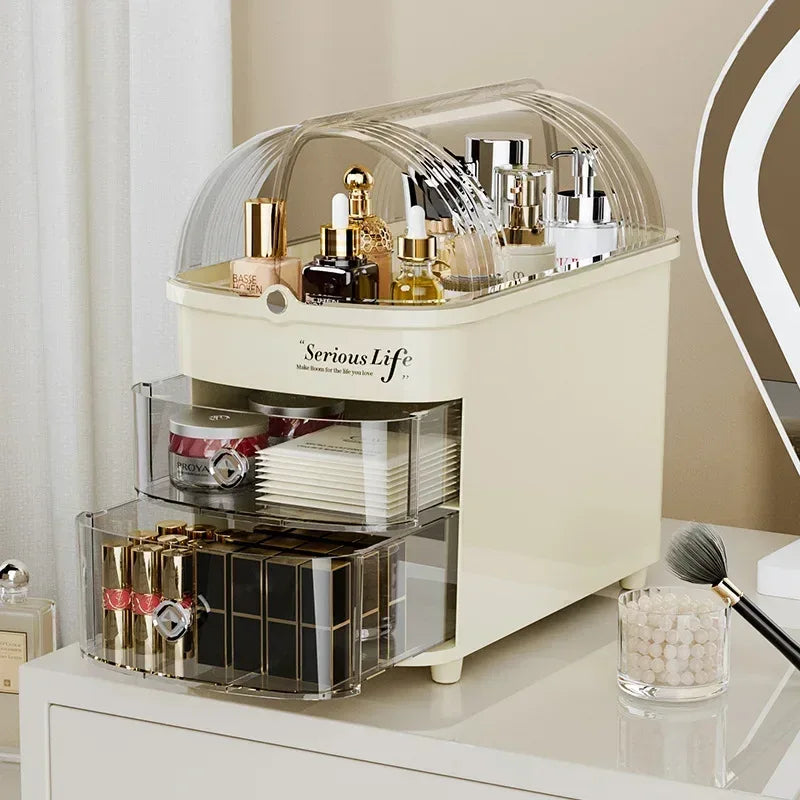 Large Capacity Cosmetics Storage Box with Dust Cover