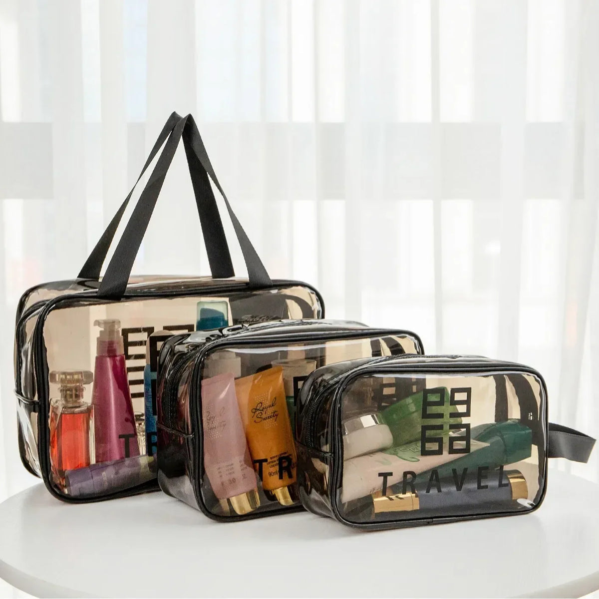 Pack of 3 Large PVC Transparent Cosmetic Bag
