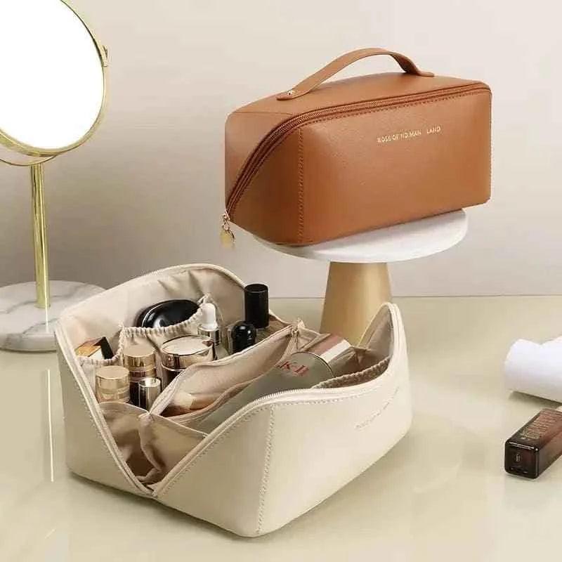 Classy Leather Cosmetic Bag Portable Makeup Pouch for Travel - Image 2