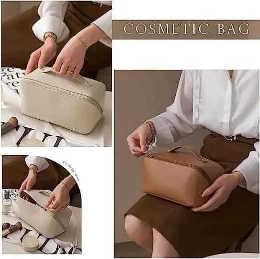 Classy Leather Cosmetic Bag Portable Makeup Pouch for Travel - Image 10