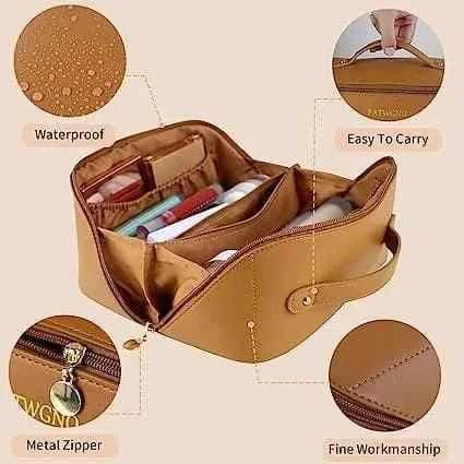 Classy Leather Cosmetic Bag Portable Makeup Pouch for Travel - Image 4