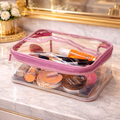 Clear Professional Cosmetic Pouch with Pink Trim