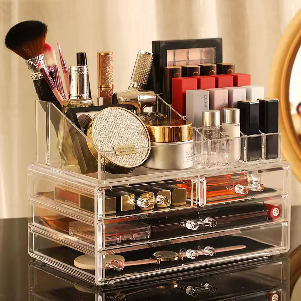 Clear Makeup Organizer with Drawers - Durable & Spacious