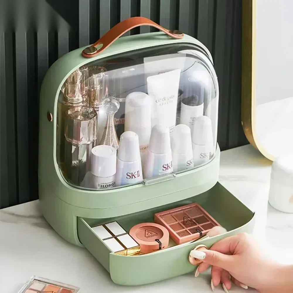 Dust-Proof Makeup Organizer with Lid & Drawers – Desktop & Bathroom Storage