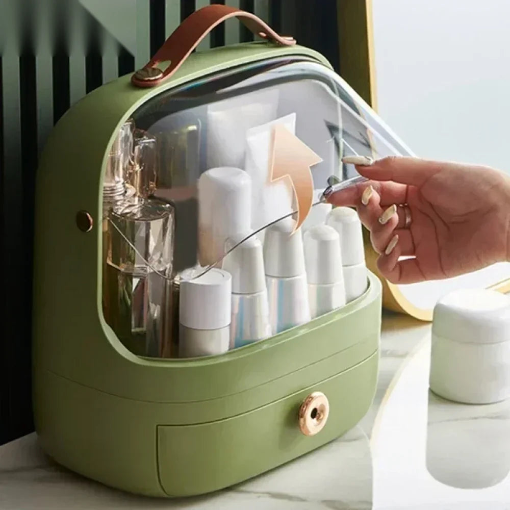Dust-Proof Makeup Organizer with Lid & Drawers – Desktop & Bathroom Storage