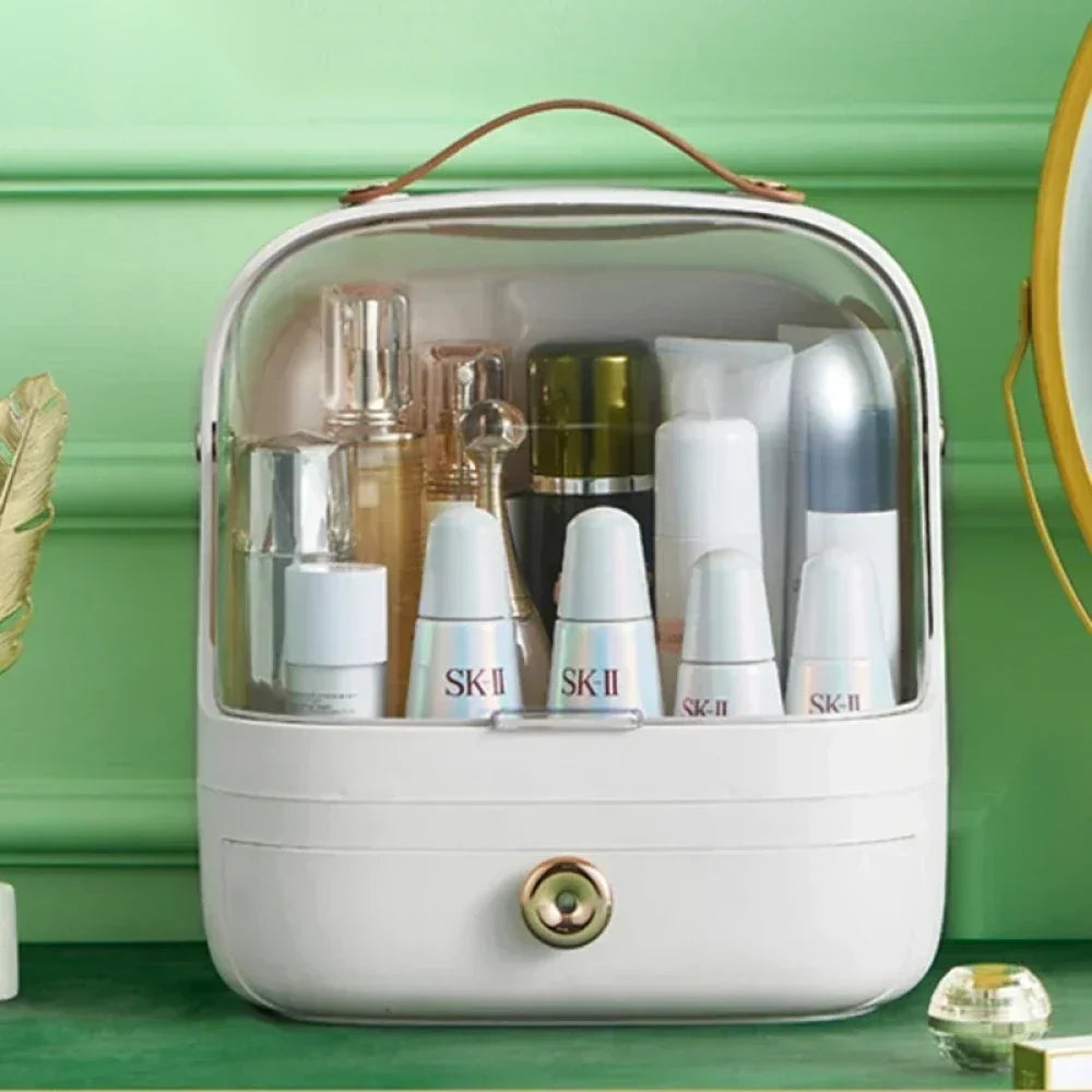 Dust-Proof Makeup Organizer with Lid & Drawers – Desktop & Bathroom Storage