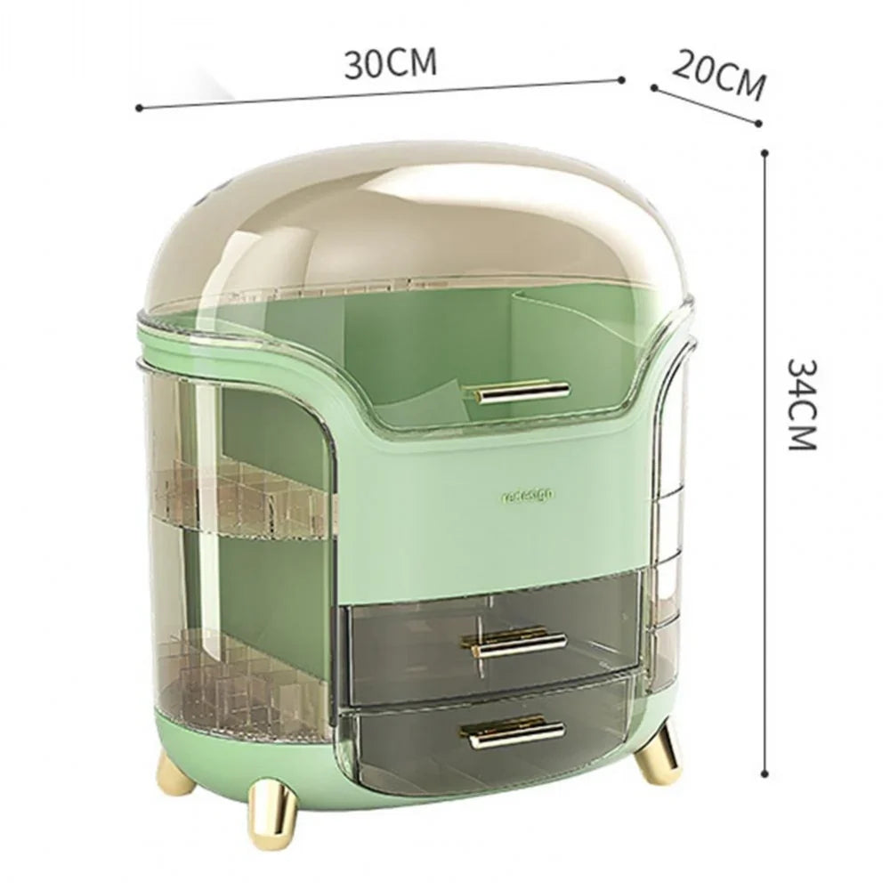 Luxury 360° Rotating Cosmetic Organizer – Moisture-Proof Makeup Storage Box (White)