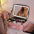 Smart LED Makeup Case with Mirror - Portable Lighted Storage