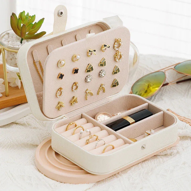 Portable Jewelry Storage Box with Multiple Compartments