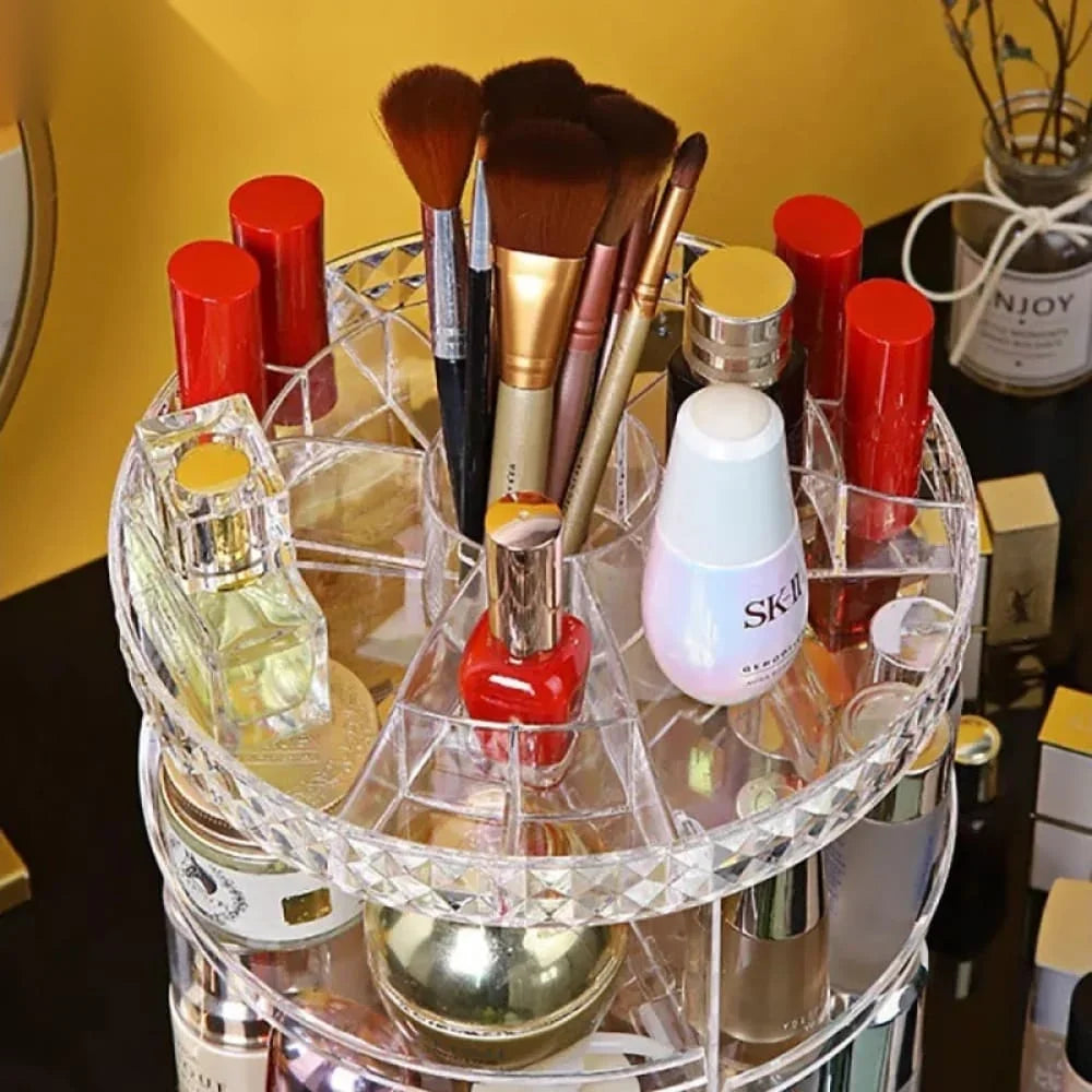 360° Rotating Cosmetic Organizer – Transparent Clear Makeup Storage Carousel
