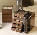 Premium 5-Drawer Wooden Jewelry Organizer with Side Necklace Cabinet